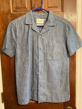 Goodfellow & Co Short-Sleeve Chambray Button-Down Shirt - Light Blue